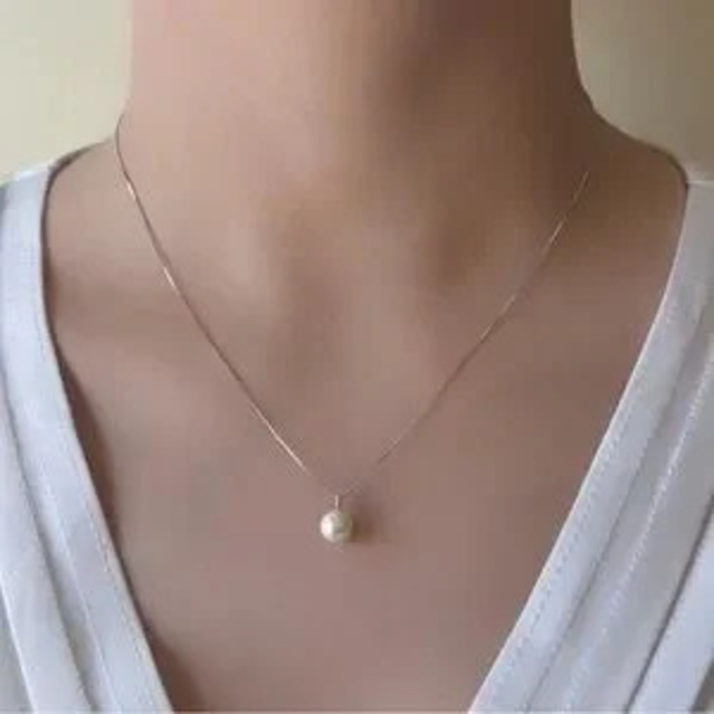 Sterling Silver Minimalist Dainty Pearl Necklace